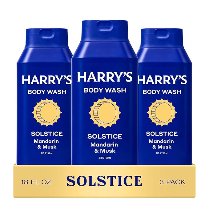 Harry's Men's Body Wash - Solstice Scent - (3 Pack) 18 fl oz - Shower Gel for Men - No Parabens, Sulfates, or Dyes