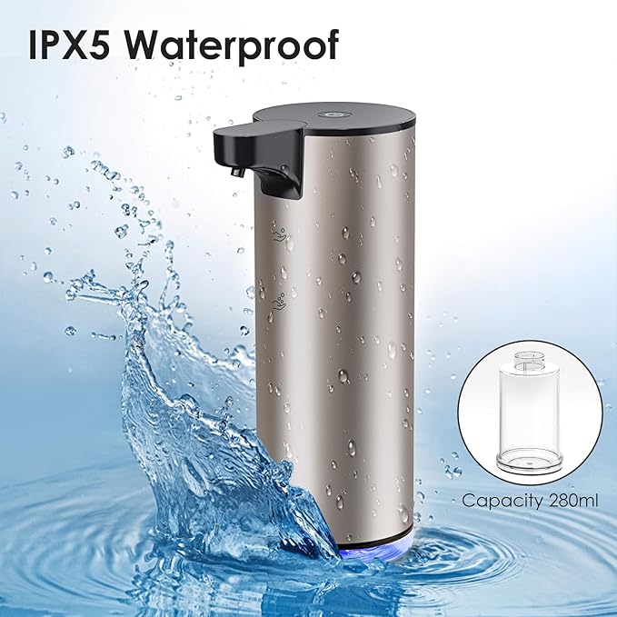 Automatic Soap Dispenser Foam Rechargeable: Touchless Soap Dispenser Stainless Steel with Sensor for Bathroom Kitchen