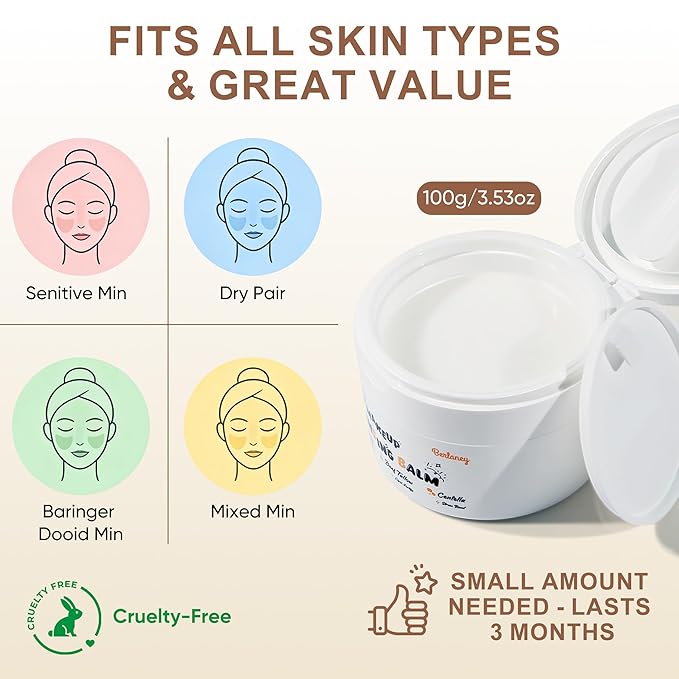 Cleansing Balm Makeup Remover Balm - with Manuka Honey, Centella and Beef Tallow, for All Skin Type. Removes Waterproof Makeup, No Irritation, 3.53oz