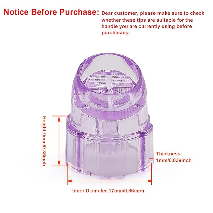 Elitzia Plastic Dermabrasion Microderma Heads Facial Aqua Peel Tips Water Peeling Caps Facial Care Skin Cleaning Tool Beauty Machine Replacement Spare Parts 8pcs Per Set（Purple）