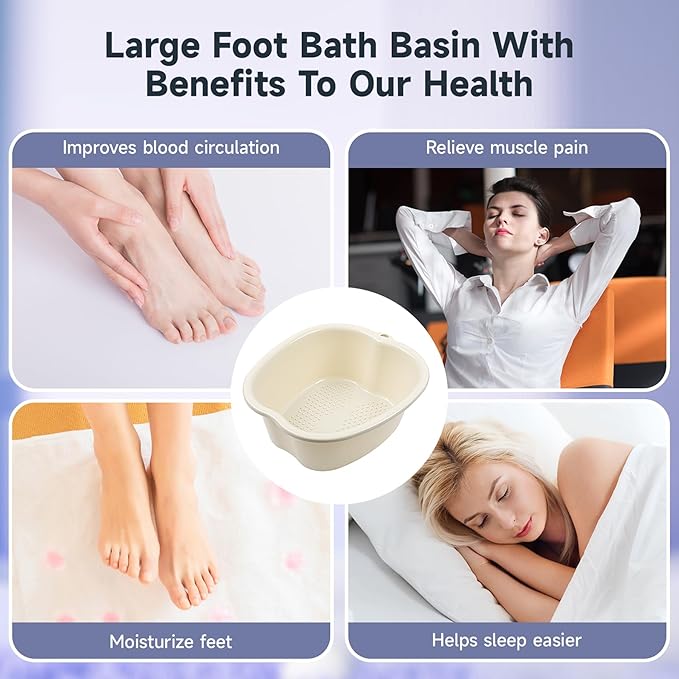 JOYMAY Foot Soaking Bath Basin, Soaking Tub, Large Basin, Feet Pedicure|Foot Massager, Ideal for Relaxation & Stress Relief - Perfect for Home & Spa Use (White)