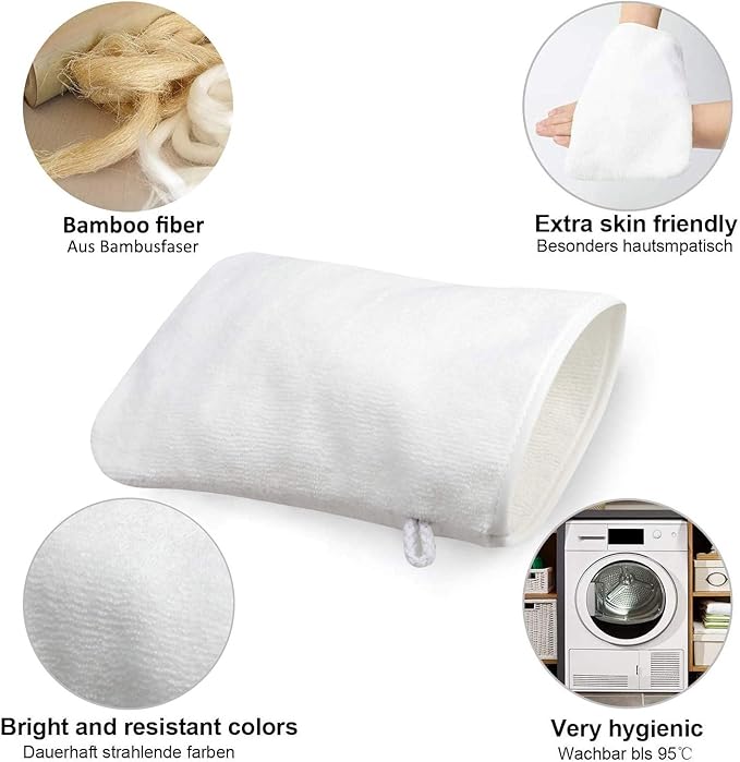 PHOGARY 10 Pack Microfiber Body Wash Mitts, Soft Face Mitten, Bath Spa Cloth, Reusable Makeup Remover Mitt Gloves, European Style Wash Cloth, 6×8 inch, White and Grey