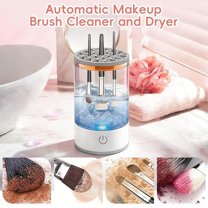 3 In 1 Electric Makeup Brush Cleaner Machine,Automatic Makeup Brush Cleaner Electric,Cleaning Tool,Cosmetic Brushes Cleaners,For Deep Cleaning (White)