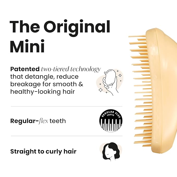 Tangle Teezer Original Detangler Brush, Dry & Wet Travel Size Mini Hair Brush, for Kids & All Hair Types, Buttercup Yellow