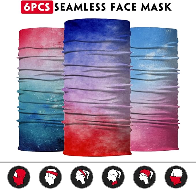 Venswell Neck Gaiter Face Mask Men Women,Seamless Bandana Rave Face Cover Scarf Mask,Balaclava,Headband, Head Wrap,Headwear
