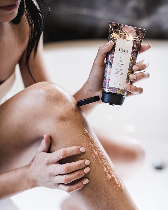 Céla Seed to Skin Body Scrub | 6.7 oz Exfoliating & Moisturizing Scrub for Smooth, Glowing Skin – Removes Dead Skin & Luxury Spa Body Polish