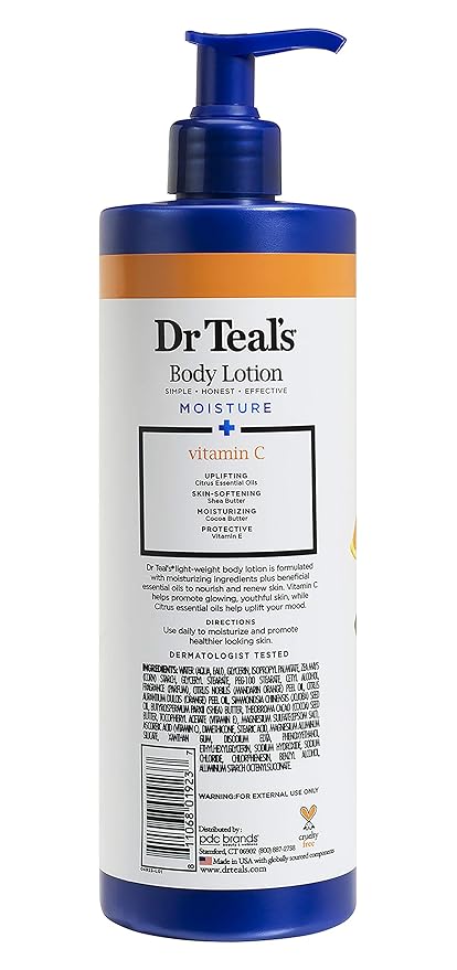 Dr Teal's Body Lotion - Moisture Plus - Radiant Citrus Essential Oils and Vitamin C, 18 Fl Oz 2-Pack (36 Fl Oz)