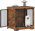 27.2" Dog Crate Furniture with Barn Door, Heavy Duty Dog Kennel Indoor with 2 Doors, Wooden Pet Cage End Table for Small Medium Dogs up to 22 lb, Anti-Chew Anti-Escape, Rustic Brown DFC84301B