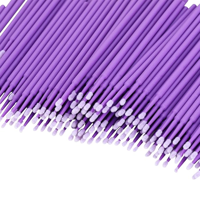 Tbestmax 500 Pcs Micro Applicator Brush Micro Swabs, Disposable Eye Lashes Mascara Wands for Eyelash Extension Purple