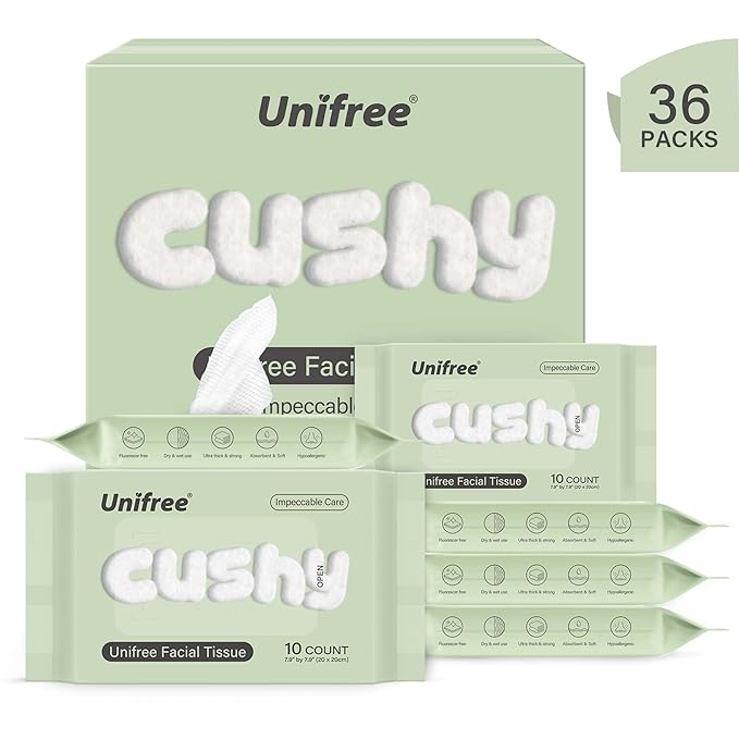 Unifree Facial Towels I Towelettes I Dry Wipes I Makeup Remover I Facial Tissues I On-the-go Convenient Pack (360 count)