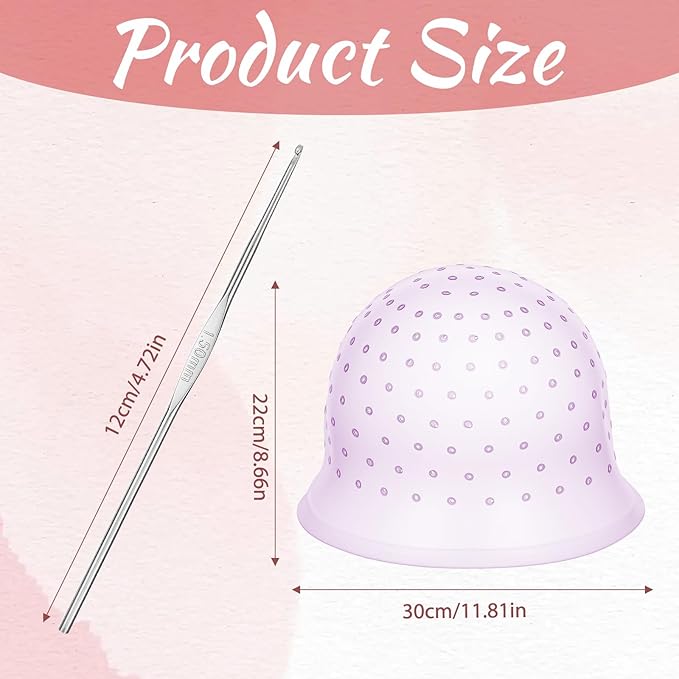Punched Silicone Highlight Hair Cap with Needle, Professional Reusable Highlighting Poked Hole Caps with Hooks for Color Hair Salon Hairdressing Dyeing Staining Tools for Women Men