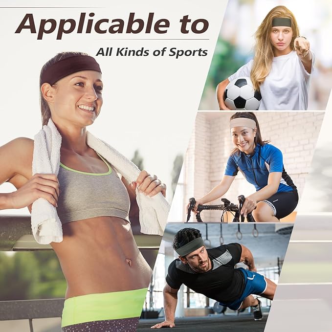 Headbands for Women, Stretchy Non Slip Soft Cotton Cloth Hair Bands for Sports, Workout, Yoga and Running, 7pcs