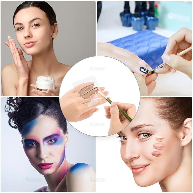 AUEAR, 3 Pack Professional Makeup Hand-held Palette Mixing Tray Clear Acrylic Nail Art Manicure or Foundation Eye Shadow Cremes Powders and Cosmetics