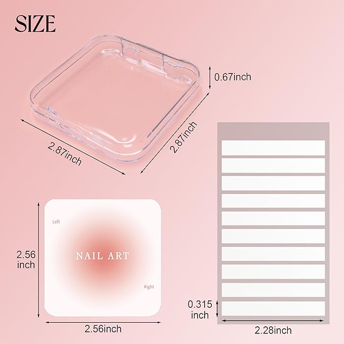9 Pcs Press On Nail Storage Box, Transparent Acrylic Fake Nail Case with 9 Display Cards and 2 Sheets of Double-Sided Adhesive Tape (20 Strips) for Nail Art Home Salon Packaging Use