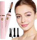 3 Interchangeable Brush Heads Rechargeable Heated Eyelash Curler 24-Hour Lasting curl 5-Second Rapid Heating 3 Temperature Settings Safety Anti-Scald Design (White)