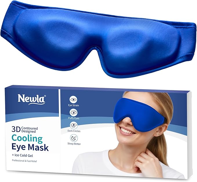 Upgraded Cooling Gel Eye Mask for Puffy Eyes: Larger Full-Eye Cover Design for Ice-Cold Therapy Relief, Headache & Migraine Relief, Reusable Cold Compress for Swelling, Eye Strain, Fatigue (Blue)