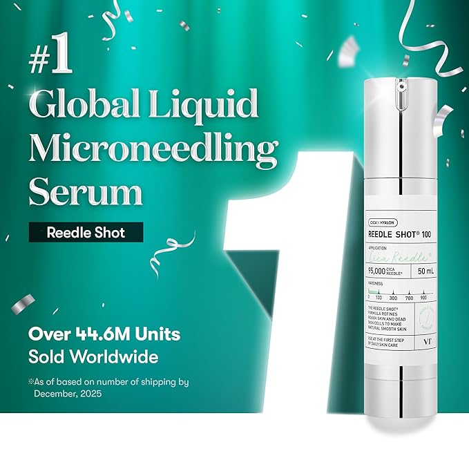 VT COSMETICS CICA Reedle Shot 300, Advanced Night Exosome, Microneedling Serum, Centella Asiatica, Hyaluronic Acid, Propolis, Soft Skin, Regeneration, Glass Skin, Korean Skin Booster 1.69Fl Oz (50ml)