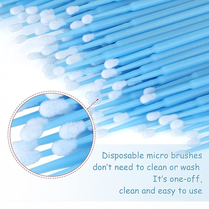 G2PLUS Micro Swabs - 100pcs Cotton Swabs for Makeup, Blue Disposable Applicators Brush for Nails, Eyeliner and Lash Tech Supplies
