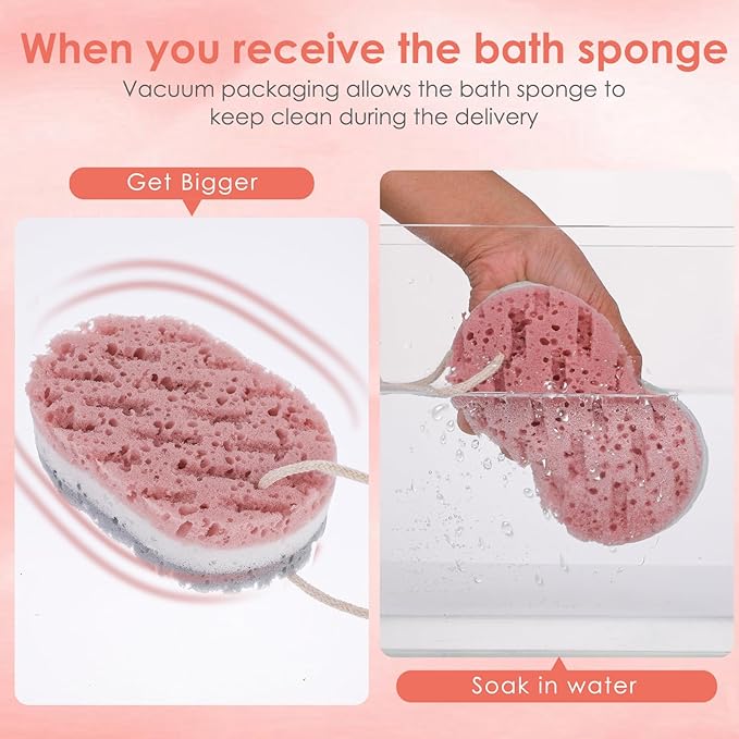 3PCS Bath Sponge for Women Soft Bath Sponge Gentle Sponge Loofah Body Scrubber Shower Sponge for Body Wash Bathroom Deep Cleansing Bathing Sponge Bathing Accessories 3 Colors Large Size