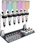 Professional Manual Perfume Dispenser, Liquid Filling Machine Transfer Tools,Manual Dispenser Set, Adjustable Pump Heads & Testing Cups for Shops & Lab & Bars(6 Heads)
