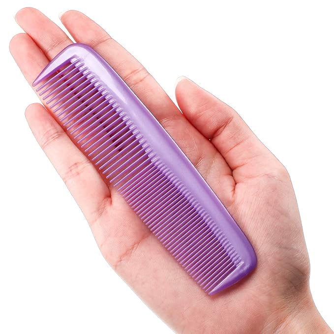 Leinuosen 12 Pieces Hair Combs Set Pocket Plastic Fine Tooth Dressing Comb for Women and Men, Peines Para Cabello(Purple)