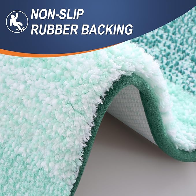 OLANLY Bathroom Rug Set 2 Piece, Soft Absorbent Microfiber Bath Rug Set, Non-Slip, Machine Wash Dry, Plush Shaggy Bath Mats for Bathroom (47"x20"+24"x16", Blackish Green)