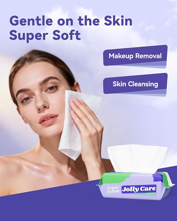 Face Towels Disposable, Face Towelette Disposable, Soft Disposable Face Towel for Makeup Remover, Thick Face Cloths for Women Cleansing, Skin Care, 7.8"×7.8", 80 Count (2 Pack)
