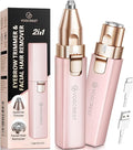 Rechargeable Facial Hair Remover for Women: 2 in 1 Electric Eyebrow and Facial Hair Remover - Suitable for Middle-aged Women’s Eyebrow, Chin, and Cheek Trimming - with Built-in LED Light(Pink)