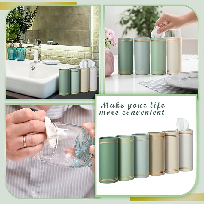 12 Pack Car Tissue Cylinder Holder Bulk with 3 Ply Facial Tissues, Round Napkin Holders for Cup Holder Cylinder Travel Paper Tubes Bulk Round Napkin Boxes Packs(Multicolor)
