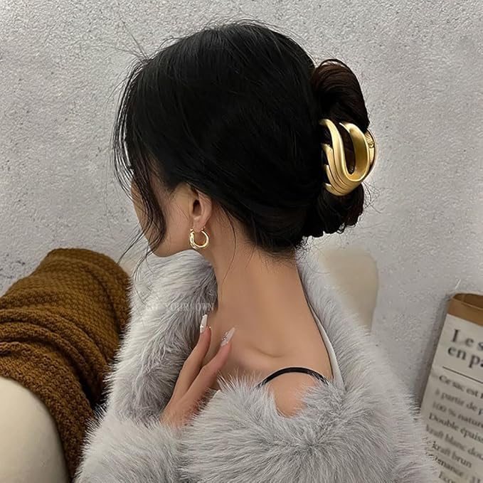 BeeGift 3Pcs Hair Clips,Three 3 Colors Of Metal Hair Clips, 4Inch Exquisite Geometry Designs Hair Jaw Clips Fashion Style Hair Clips For Hair Accessories For Women Girls Gift