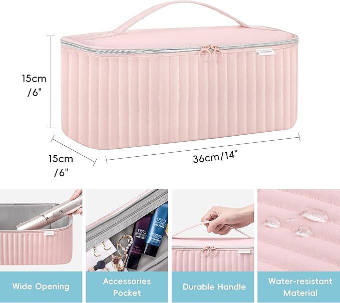 Travel Carrying Case for Hair Dryer Shark Flexstyle Dyson Airwrap Brush Hair Accessories Tools Storage Bag for Revlon Hairdryer Styler Organizer (Pink)
