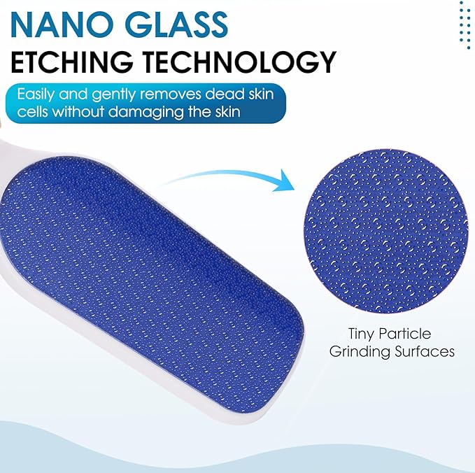 Nano-Glass Foot File Hard Skin Remover, Foot File Callus Remover with Non-Slip Ergonomic Handle, Professional Foot Care Tools