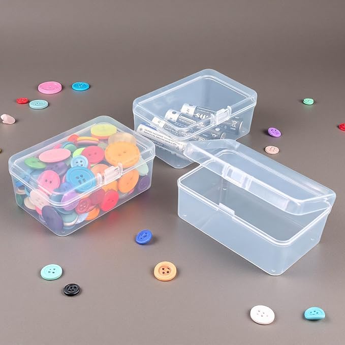 20 Pack Rectangular Clear Plastic Storage Containers Box with Hinged Lid for Beads and Other Small Craft Items (3.35 x 2.17 x 1.38 inch)