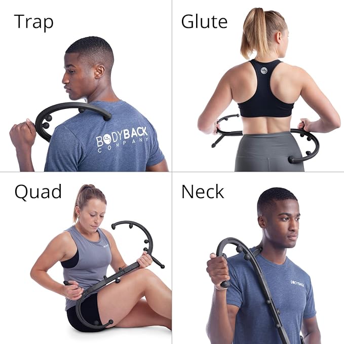 Body Back Buddy Elite Trigger Point Massage Tool, Neck and Back Massager Handheld, Manual Self Massager, Massage Cane, Muscle Knot Remover with Instructions, 2-Pack Bundle (Black)