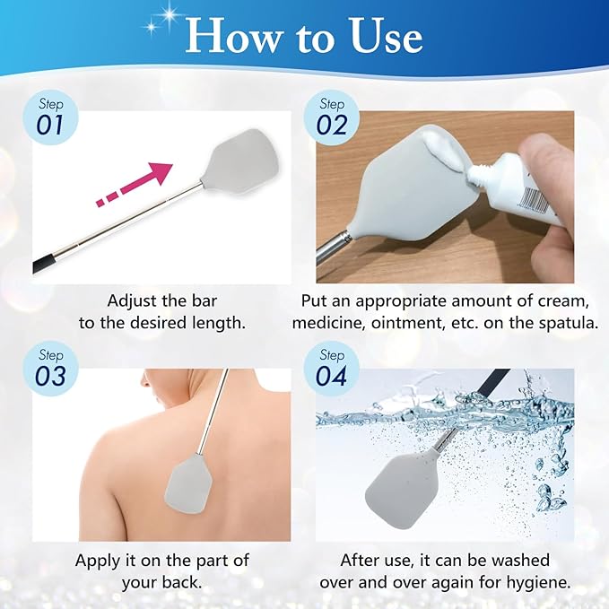 Cream Applicator for Back Telescopic Easy to Clean Applies Creams, Sunscreens, and Ointments (Covers Large Areas)