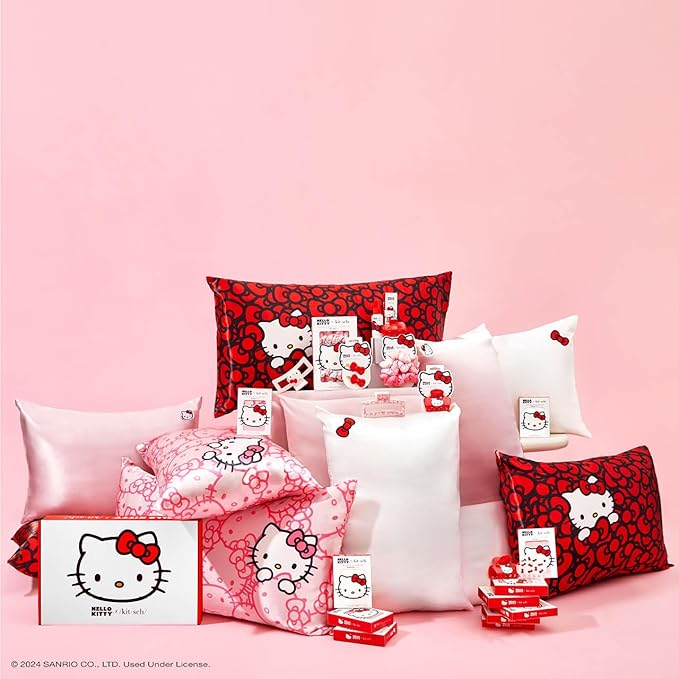 Kitsch x Hello Kitty Medium Hair Clips for Women – Strong Hold Claw Clips for Thick or Thin Hair – Recycled Plastic, Non-Slip, Durable | Ideal Gifts For Women - White with Red Bows