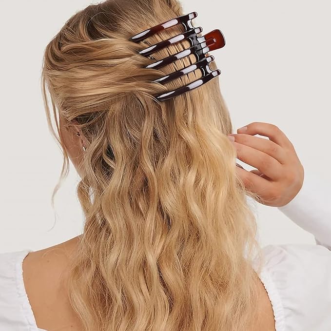 Big Hair Claw Clips 6 Pcs Flat Hair Banana Barrettes Nonslip Large Hair Clip for Women and Girls Thin Hair Strong Hold Brown Hair Clips