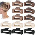 12 Pcs Large Hair Claw Clips for Thick Hair, 4.1 x 2.1 x 1.2 Inch, Square Hair Clips Jumbo Jaw Clips, Bulk Hair Accessories for Women and Girls - Brown