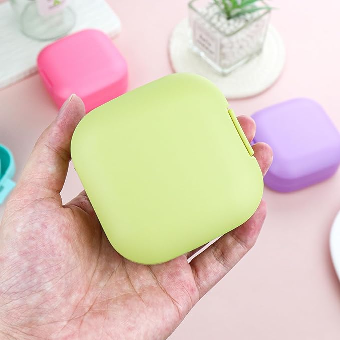 Plastic Square Cotton Pad Holder - Pack of 4, Multiple Colors, Portable Travel and Sealed, Suitable for Makeup Remover Cotton Balls