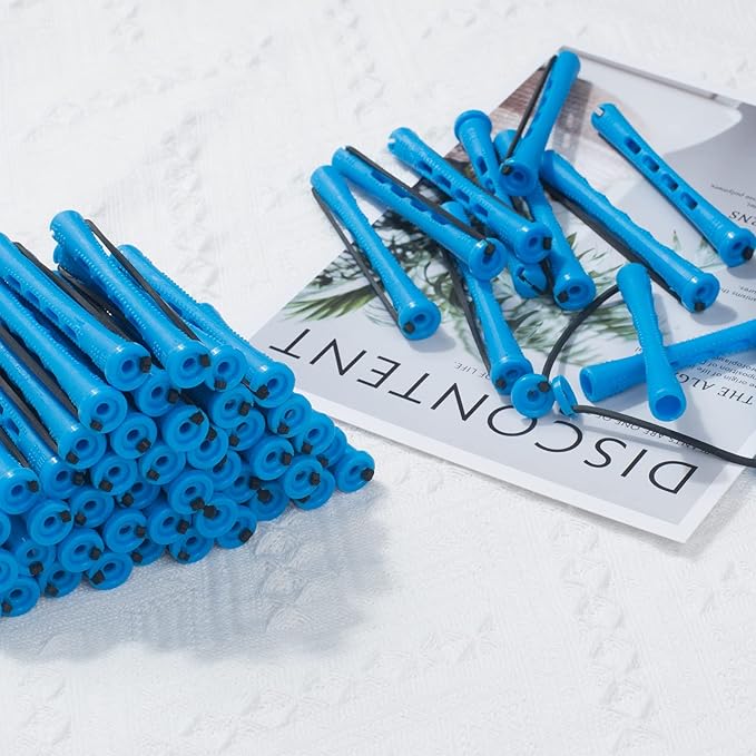Perm Rods,60 pcs Small Size Rollers for Natural Hair Long Short Hair Styling Tool Curlers 0.35 inch Blue Color