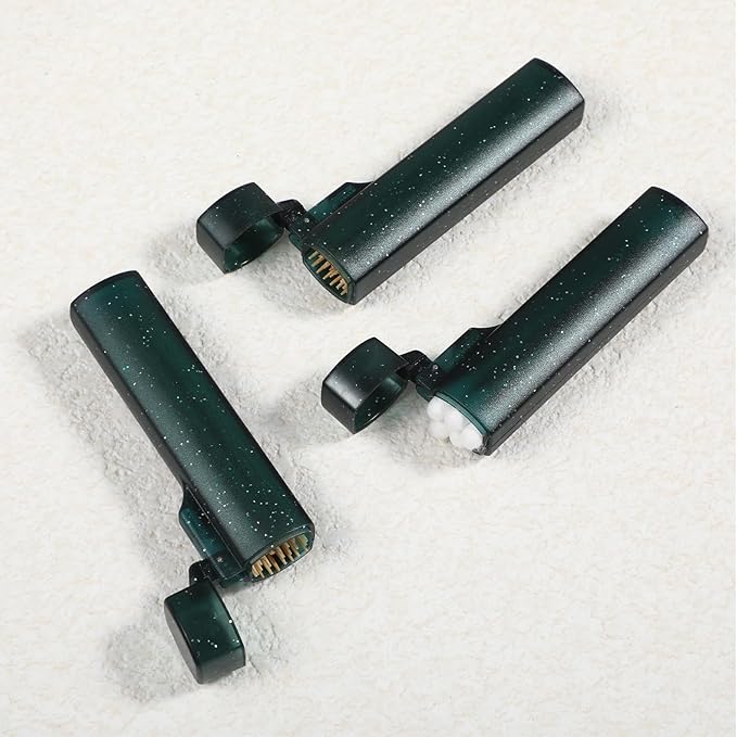 5Pcs Toothpick Holder for Traveling, Snowflake Dark Green Mini Dispenser Pocket Safety Case, Toothpick Container Portable for Outdoor Travel, Camping, Storing Cotton Swabs Pin