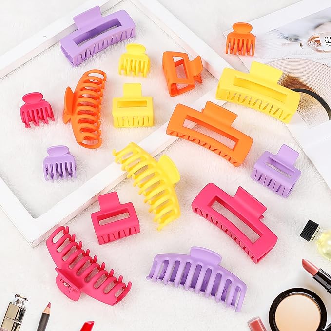 Hair Claws 16 Pcs Hair Clips for Women Thin Thick Curly Hair Large and Small Matte Banana Clips Strong Hold Nonslip