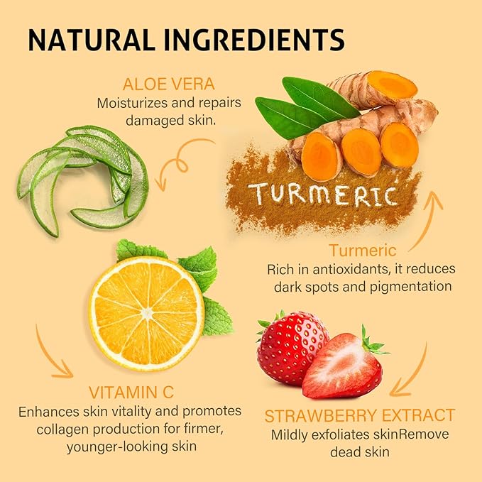 Easter Gifts for Women Turmeric Vitamin C Face Scrub-Turmeric Microdermabrasion Exfoliating Facial Scrub Vitamin C Face Exfoliator