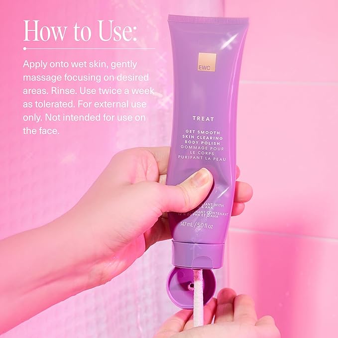European Wax Center Get Smooth Skin Clearing Body Polish- Refining Exfoliant with PHA, Glycolic Acid, & Lactic Acid AHA to Help Breakouts, Ingrown Hairs, & Razor Bumps with Granulate Pumice