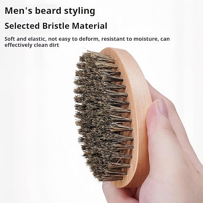 Boar Bristle Hair Beard Brush - Smoothing Travel Hairbrush with Soft Boar Bristles for Men & Women, Thick Coarse Hair, Brown