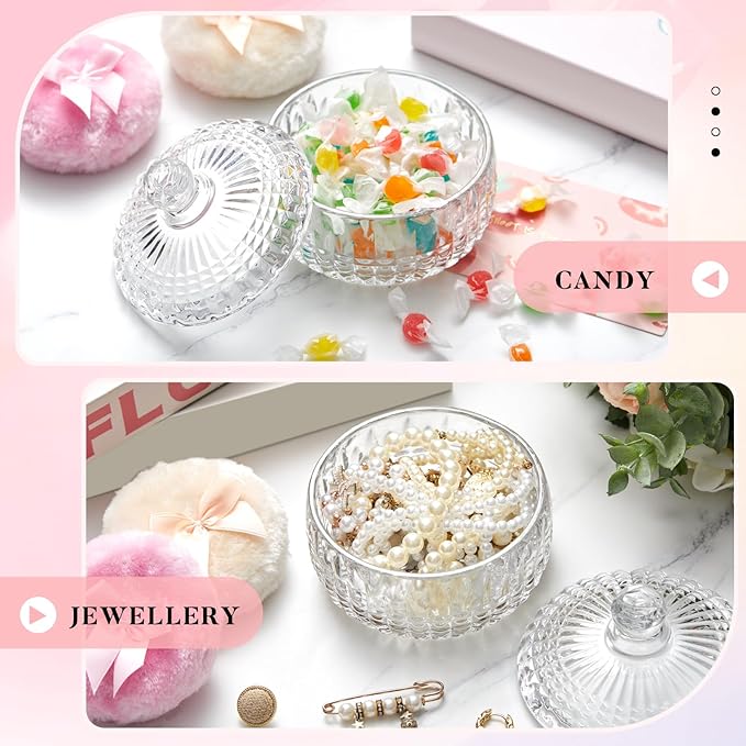 Tioncy 3 Pcs Large Body Powder Puff and Container Valentine's Day gift Powder Container with Puff Crystal Case Soft Washable Reusable Velour Face Body Glitter Wet Dry Makeup(Starry Sky,Clear)