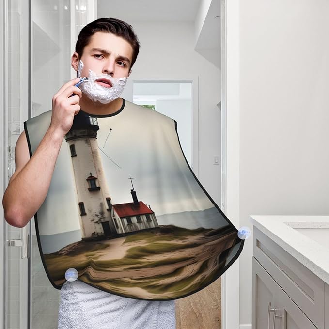 Beautiful Peacock Print Beard Bib Shaving Apron, Beard Hair Trimming Cape Gift For Dad