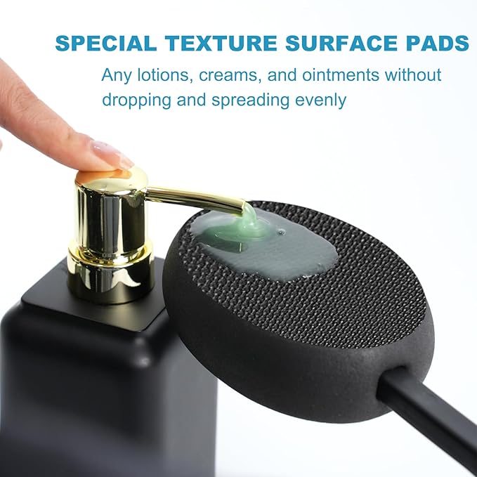 19" Lotion Applicator for Back Tanning Applicator Long Handle Back Lotion Applicator for Feet Self Tanner Back Applicator Sunscreen Applicator for Kids Women Men The Elderly (Black)