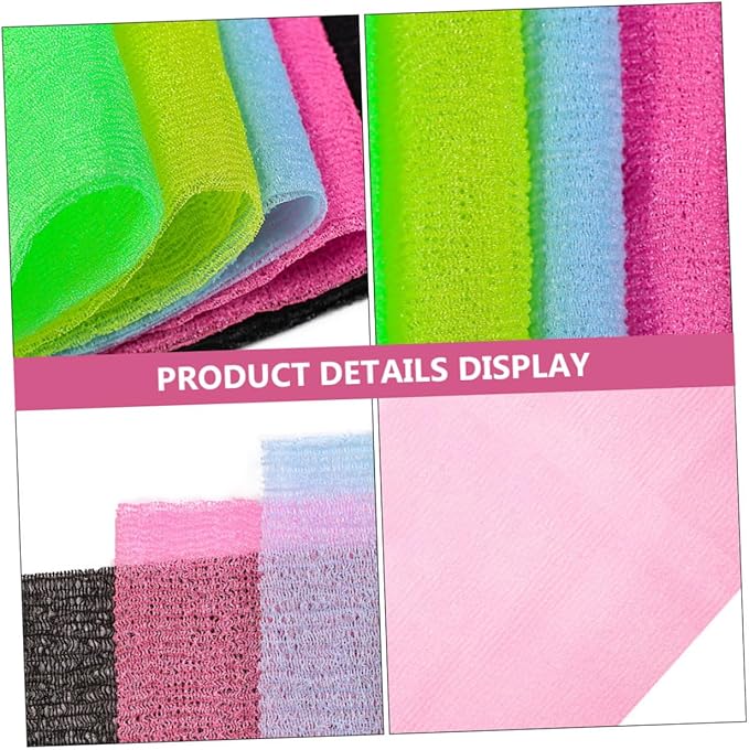 5pcs Exfoliating Back Scrubber Strap for Skin Massage and Cleansing Random Colors for Bathing and Shower Use