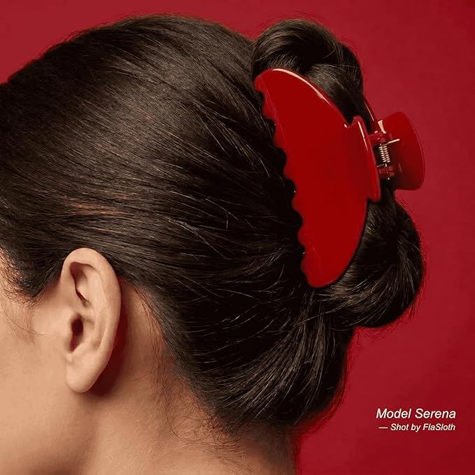 Cherry Red Claw Clip 4 Inch - Premium Acetate Hair Clip for All Hair, Smooth Round Edges No Snag, Gift Ready Luxury Box